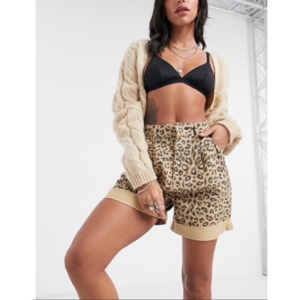 Free People Printed Dogtown Cheetah Cut Off Shorts size 26 NWT